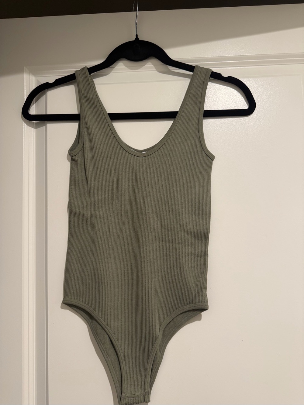 Zara Olive Green Ribbed Tank One-Piece Bodysuit